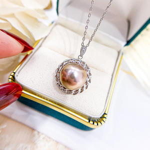 Pendentif en argent S925, support vide, accessoires de bricolage, perle de 12-13 mm, collier pour femmes, cache-cernes 30578 - Product Image 3