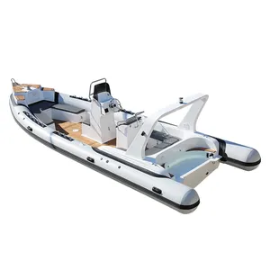 Hypalon RIB 760 Fiberglass Hull Inflatable With Outboard Engine Rib Boat