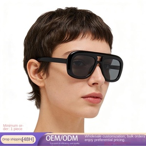 Large-<b>framed</b>, simple <b>sunglasses</b>, European and American <b>sunglasses</b>, fashionable, vacation, versatile, retro, trendy, street - Product Image 1