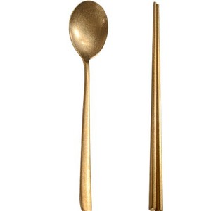 Ensemble de baguettes et cuillères vintage en acier inoxydable 304, finition antique, carrées, antidérapantes, pour barbecue, restaurant, couverts - Product Image 3