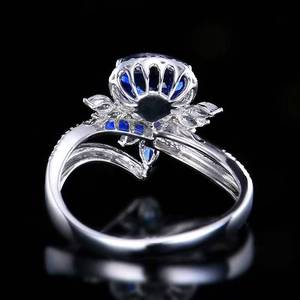 Natural gem Sri Lankan Royal <b>Blue</b> Sapphire <b>Ring</b> 18K Solid Gold Pave Set 83Pcs Natural Diamonds Luxury Fine gemstone Jewelry - Product Image 2