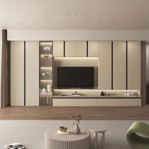 Modern Minimalist <b>TV</b> Background <b>Wall</b> Cabinet Wooden Stand With Marble for Living Room & Hospital Home Furniture - Product Image 3