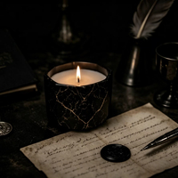 Ensemble de bougies parfumées de luxe noires, bougies d'aromathérapie en cire de soja dans un élégant coffret cadeau noir pour mariage et décoration de la maison