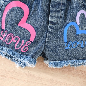 Nuovi Arrivi 2026: Set Casual per Bambine con Top Monospalla e <span class=keywords><strong>Shorts</strong></span> in Denim con Stampa a Cuori - Product Image 6