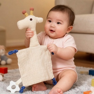 Couverture en peluche de sécurité pour bébé en coton mousseline <span class=keywords><strong>avec</strong></span> anneau de dentition, vente en gros, pour promotion - Product Image 3