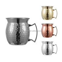 Mug à Moscow Mule de qualité supérieure, écologique, avec poignée dorée, design simple, en cuivre martelé, idéal pour les soirées.