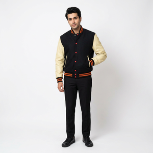 Chaqueta Varsity de Alta Calidad para Hombre, Bordado Chenille, 100% Algodón, Cuello Alto, Invierno - Product Image 1