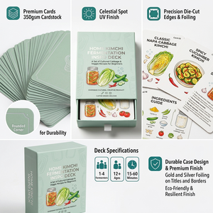 Tarjetas de Recetas de Fermentación de Kimchi Impresas Personalizadas OEM, Guía Mayorista de Verduras en Conserva Caseras con Caja con Cajón - Product Image 3