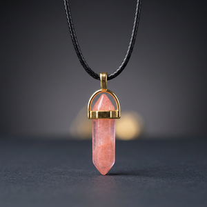 Pendentif en cristal de quartz fraise en gros, pierre précieuse naturelle, thème féerique, décoration d'intérieur, cadeau - Product Image 3