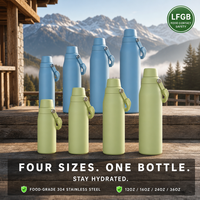 Bouteille d'eau en acier inoxydable à double paroi 12oz 16oz 24oz 36oz 304 avec isolation intérieure, gourde de sport avec poignée pliable, bouteille d'eau pour la salle de sport