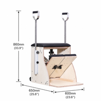 Chaise Wunda de Pilates en bois d'érable Lenton avec poteau en acier - Machine de Pilates et de yoga multifonctionnelle portable pour la maison