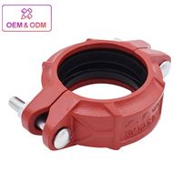 Raccord rigide rainuré en fonte ductile homologué FM UL 2"-12" 300 PSI, finition époxy rouge pour système d'incendie