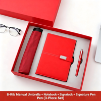 Ensemble cadeau promotionnel avec logo personnalisé, carnet, parapluie, stylo, kit de cadeaux, journal A5 en PU, stylo pliant résistant à la pluie et au vent, boîte