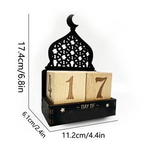 Calendario de Adviento DIY de Ramadán y Eid Mubarak con Luna Creciente y Estrella de Madera de Boj, Decoraciones de Cuenta Regresiva para Interiores, Adornos para el Hogar, <span class=keywords><strong>Regalos</strong></span> - Product Image 3
