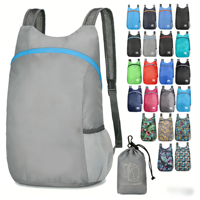 Tas Ransel Lipat Tahan Air Ringan dengan Resleting, Kapasitas Besar, untuk Perjalanan, Gym, Kasual, Fashion, Penyimpanan Mudah, Penggunaan Luar Ruangan