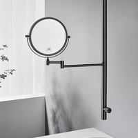 Robinet de lavabo mural moderne en laiton noir, monocommande, monotrou, avec cartouche céramique, style miroir