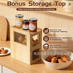Wooden Bread <b>Storage</b> <b>Box</b> Double Layer <b>Drawer</b> Type Large Capacity Bamboo Wood Baking Toast <b>Box</b> - Product Image 3