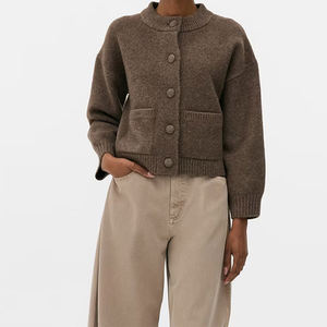 Pull en maille décontracté pour femme, nouvelle collection automne-hiver 2026, col rond, simple boutonnage, tendance, polyvalent, cardigan - Product Image 6