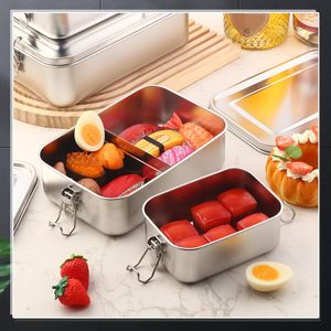 100% Stainless Steel <b>Snack</b> Box <b>Container</b> sealed Outdoor Camping Food Storage <b>Container</b> Stainless Steel Bento Lunch Box With Lid - Product Image 2
