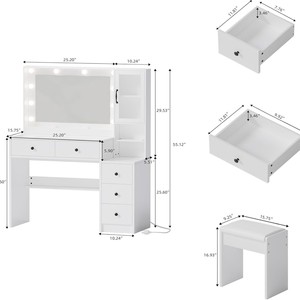 Custom Modern Luxury <strong>Dressing</strong> <strong>Table</strong> Bedroom Wooden Dresser Vanity Large Capacity <strong>Storage</strong> with Stool Set Makeup Desk for Home - Product Image 2
