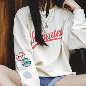 Sweatshirt für Frauen Maden Damen Sweatshirt Raglan Ärmel Brief druck Loose-FIt Casual Color block Langarm Pullover Herbst - Product Image 4