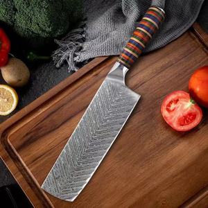 Couteau Nakiri miniature à motif Damas, manche en résine colorée, petit couteau à légumes tranchant pour restaurant et cuisine domestique - Product Image 2
