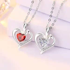 DDC49 Ciondolo a Cuore in Argento Sterling 925 con <span class=keywords><strong>Rubino</strong></span>, Nuovo Design per Collana da Donna, Bijoux - Product Image 2