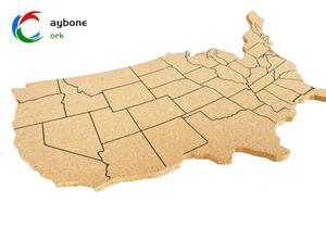 Personnalisé en bois naturel écologique liège USA carte décoration de la maison accrocher mur salon cartes du monde mural - Product Image 3