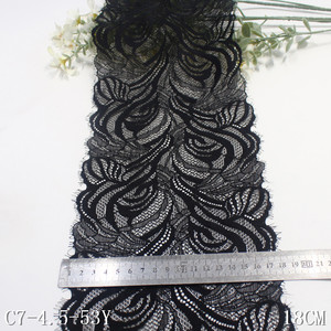 Trung Quốc Nhà Sản Xuất 17Cm Pháp Chantilly Căng Mềm Màu Đen Màu Hồng Màu Nâu Màu Nâu Dệt Kim Đàn Hồi Ren <span class=keywords><strong>Trim</strong></span> Cho Phụ Nữ Đồ Lót - Product Image 2