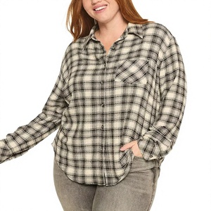 Camisa de Franela a Cuadros Arrugada para Mujer, con Botones, Estilo Casual Vibrante para Otoño, 100% Algodón, con Bolsillo, Venta al Por Mayor Directa de Fábrica, OEM Personalizado - Product Image 3