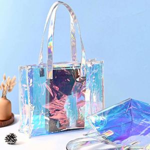 Bolsos de Mano de PVC Transparente Holográfico, Modernos, de Lujo, Impermeables, Personalizados al por Mayor, con Logotipo, para Mujer, Bolsos Cosméticos, Bolsos de Playa con Diseño - Product Image 5
