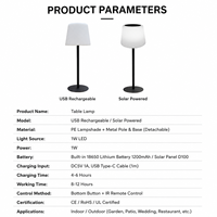 Lampe de table solaire LED pour restaurant, camping en plein air, ambiance de table, RGB, étanche, rechargeable, pour mariage, jardin