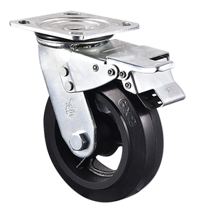Roue pivotante robuste VIMA noire industrielle de 4, 5, 6, 8 pouces, en caoutchouc et en fer, avec plaque de verrouillage, fournie directement par l'usine - Product Image 1