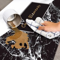 Karpet Dapur Kulit PU Minimalis Modern Nordik Anti Selip Tahan Air Awet Mudah Dibersihkan Dapat Dicuci Mesin Motif Garis