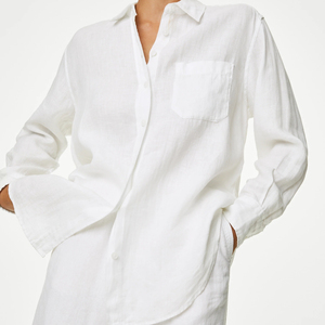 Set Completo Personalizzato in <span class=keywords><strong>Lino</strong></span> Puro per <span class=keywords><strong>Donna</strong></span>, Camicia Bianca e <span class=keywords><strong>Pantaloni</strong></span>, Completo Casual da Spiaggia, Abbigliamento in <span class=keywords><strong>Lino</strong></span> per <span class=keywords><strong>Donna</strong></span> - Product Image 5