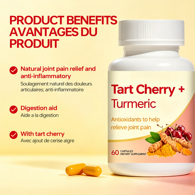 Wholesale Tart Cherry Turmeric Capsules Compound Botanical Antioxidant Support Joint Wellness Halal Certified Dietary Supplement