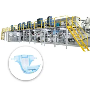 Full servo waistband baby diaper production line highly absorbent lovely baby diaper making machine