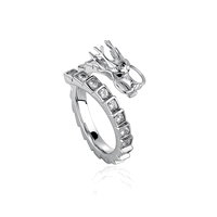 Bagues en cuivre plaqué or 14 carats avec zircone cubique, style hip-hop punk, dragon, unisexe, bijoux tendance, ouvertes, pour femmes et hommes