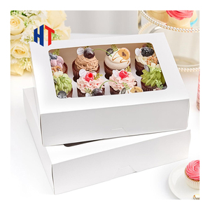 Tùy Chỉnh In Ấn Gấp Phân Hủy Sinh Học Giấy <span class=keywords><strong>Cupcake</strong></span> Hộp Cho Thực Phẩm Bánh Bánh Với Cửa Sổ Rõ Ràng - Product Image 1