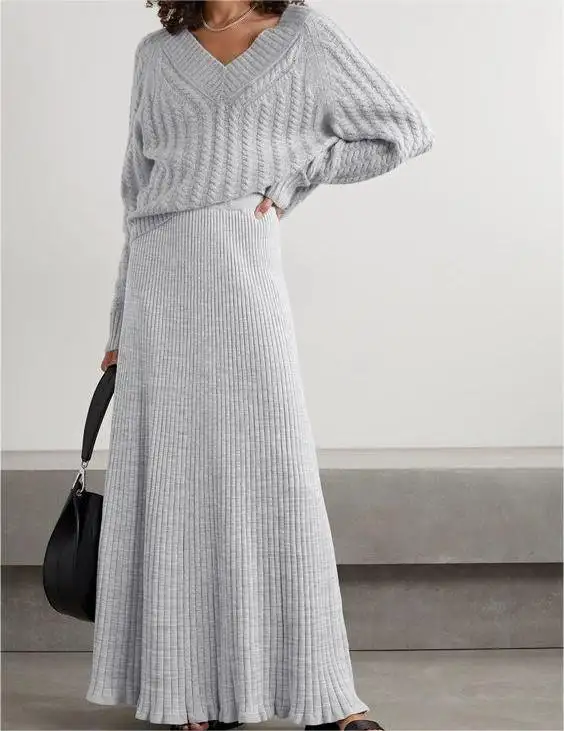 Conjunto de saia longa com design personalizado, conjunto de uma saia de algodão elegante bodysuit com algodão