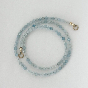 Collier ras du cou personnalisé en acier inoxydable avec fermoir mousqueton, perles d'aigue-marine et breloque DIY en pierres précieuses pour femme - Product Image 4
