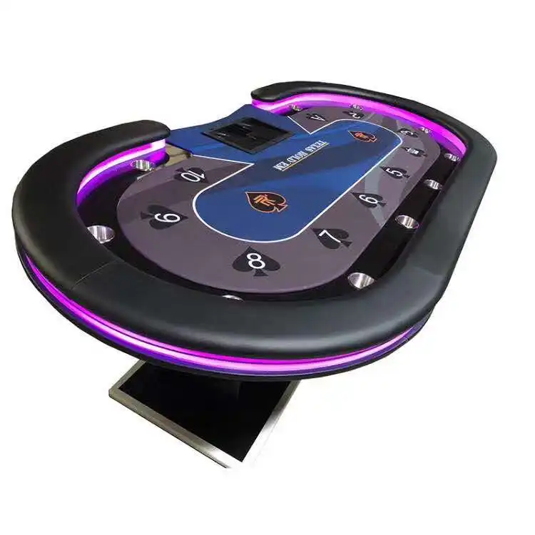 Commercio all'ingrosso classico progettato 84 96 pollici 10 posti Poker Casino LED tavolo da gioco leggero tavolo da Poker Texas