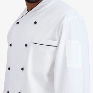 Hoge Kwaliteit Groothandel Contrast Zwart En Wit Lange Mouw <span class=keywords><strong>Chef</strong></span>-Kok Jas Restaurant Uniform <span class=keywords><strong>Chef</strong></span> Jas Custom Borduurwerk Logo - Product Image 3