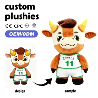 Mascotte en peluche personnalisée en forme de bœuf - Peluche super douce avec rembourrage en coton PP, broderie et vernis mat, taille 11-30 cm, unisexe, Noël