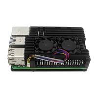 Kotak Pelindung Raspberry Pi 5 Asli Pabrik, Bahan Aluminium Alloy, Casing Logam dengan Pendingin Aktif dan Pasif Kipas Ganda PWM untuk Rpi5