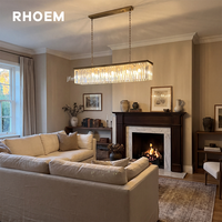 Lustre Rectangulaire RHOEM Rhys en Cristal K9 pour Salon, Villa, Décoration d'Éclairage de Luxe, Éclairage Domestique