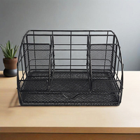 6 Compartiments Bureau Noir Organisateur Papeterie Personnalisé Couleur Bureau Table Organisateur pour Stylo Règle Ciseaux Bande Agrafeuse