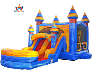 Nouvelle conception de toboggan aquatique commercial en PVC couleur marbre, combo rebondissant, château gonflable pour la location de fêtes - Product Image 6