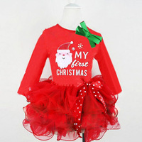 Tenues en coton pour enfants, vêtements de Noël pour bébés à manches longues, robe de tutu de Noël brodée pour filles pour l'hiver