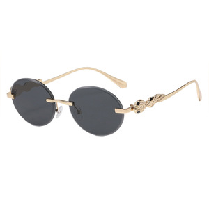 Gafas de Sol Ovaladas sin Montura, Lentes Degradadas, Protección UV400, Estilo Retro, Unisex, para Adultos, Moda para Exteriores - Product Image 4